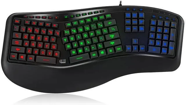 Main image of Adesso Tru-Form 150 3-Color Illuminated USB Ergonomic Keyboard AKB-150EB