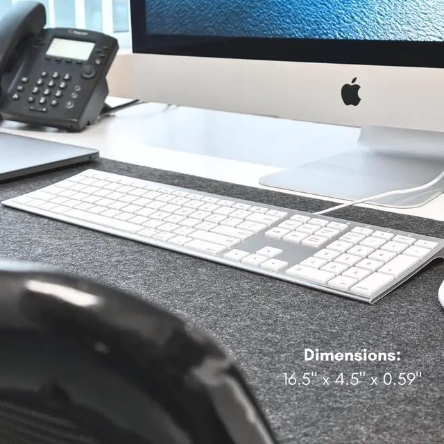 Alt view image 7 of 7 - Macally USB C Keyboard (Upgraded) - Dual USB A + C Plug - Wired Keyboard for Mac - Ultra Slim, 20 Shortcuts, 110 Scissor Keys - for MacBook Pro/Air, Mac Mini, iMac, iPad - Silver