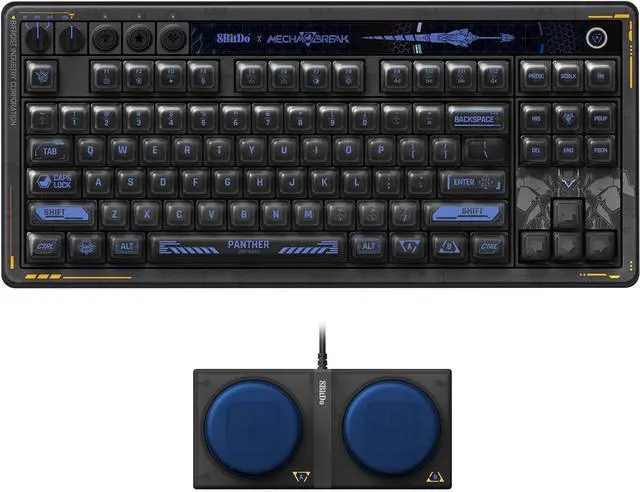 Main image of 8BitDo 87 Keys Retro Mechanical Keyboard Bluetooth/2.4G/USB-C, RGB Backlight, Hot Swappable, Dual Super Programmable Buttons, Volume Knob for PC and Android - Mecha BREAK: PANTHER