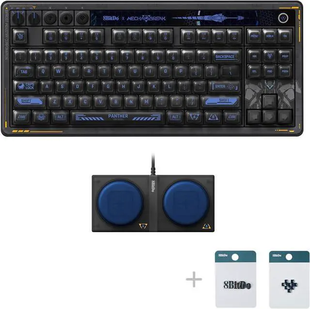 Alt view image 2 of 7 - 8BitDo 87 Keys Retro Mechanical Keyboard Bluetooth/2.4G/USB-C, RGB Backlight, Hot Swappable, Dual Super Programmable Buttons, Volume Knob for PC and Android - Mecha BREAK: PANTHER