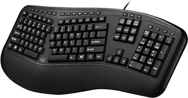 Alt view image 2 of 7 - Adesso Ergonomic USB Keyboard with Integrated Palm Rest - Split Key Design, Multimedia & Internet Hotkeys, 105-Key US Layout AKB-150UB