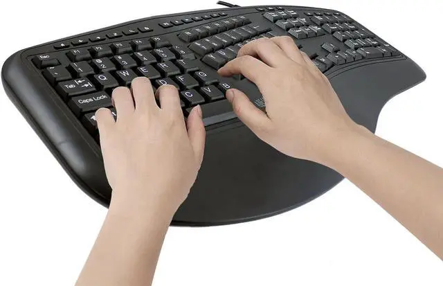 Alt view image 4 of 7 - Adesso Ergonomic USB Keyboard with Integrated Palm Rest - Split Key Design, Multimedia & Internet Hotkeys, 105-Key US Layout AKB-150UB