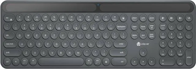 Main image of iClever Solar Bluetooth Keyboard, Wireless Keyboard with Solar & Indoor Light Charging, Full Size, 3-Device Connectivity, Silent Scissor Round Keys, Numeric Keypad for Office/Home/Mac/Windows