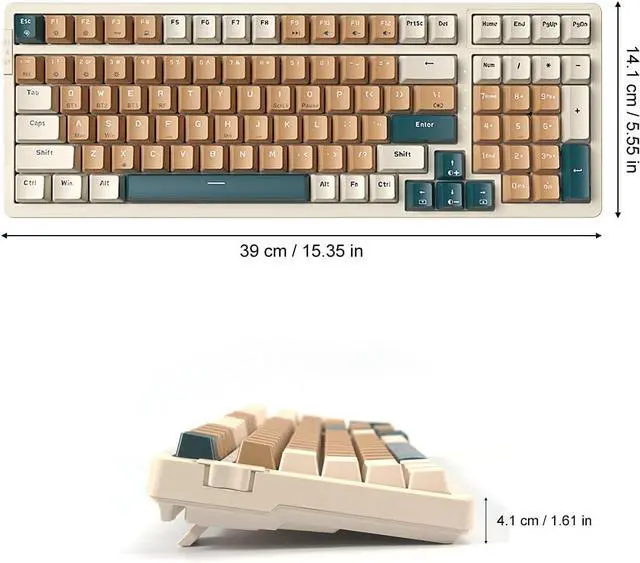Alt view image 2 of 7 - Wireless Mechanical Keyboard, Triple Mode 2.4G/USB-C/BT Gaming Keyboards 100 Keys Backlit Red Switch Keyboard | Rechargeable Mechanical Gaming Keyboards (Brown Combo Red Switch)