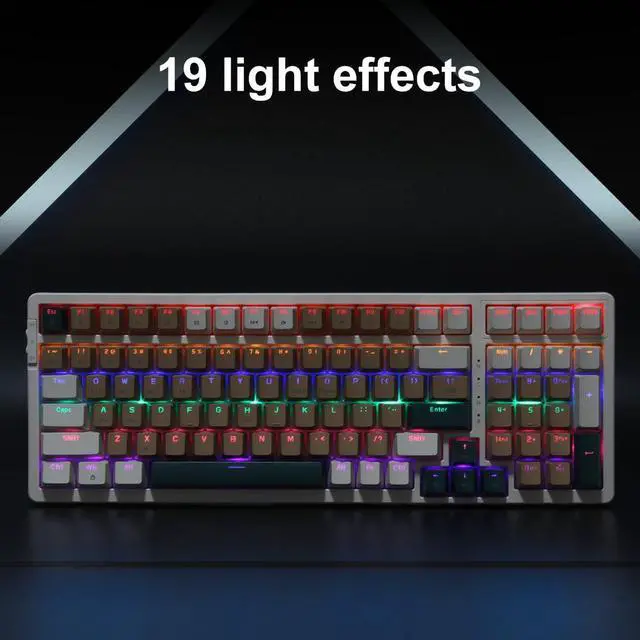Alt view image 7 of 7 - Wireless Mechanical Keyboard, Triple Mode 2.4G/USB-C/BT Gaming Keyboards 100 Keys Backlit Red Switch Keyboard | Rechargeable Mechanical Gaming Keyboards (Brown Combo Red Switch)