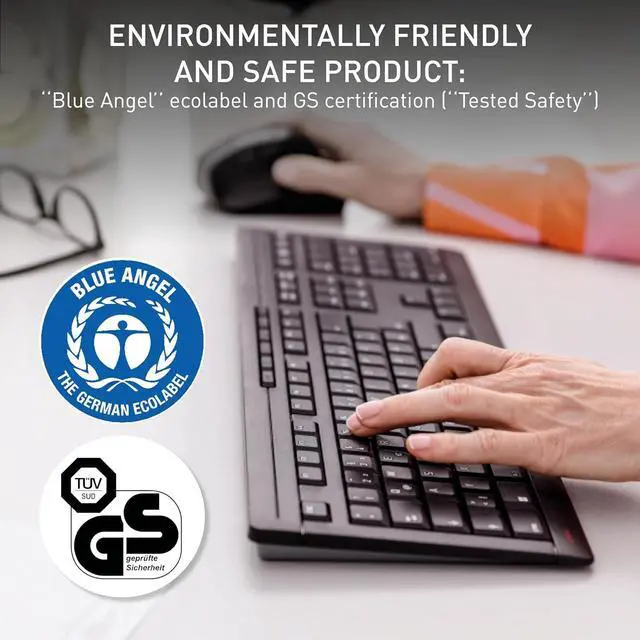 Alt view image 7 of 7 - Cherry Stream Wireless Keyboard with SX Scissors Mechanism, Slim Yet Full Size QWERTY Ergo Friendly with Number Pad, Thin Design with Quiet keystroke for use at Home Office or Work. Black