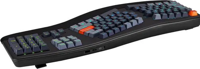 Alt view image 4 of 7 - ADESSO EasyTouch 1500 Ergonomic Mechanical Keyboard with Cherry Red Switches Wired Wireless Bluetooth RGB Illuminated Multi OS for Mac VIA Programmable with Copilot AI Hotkey