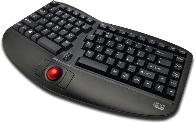 Alt view image 2 of 7 - Adesso WKB-3150UB - Wireless Ergonomic Keyboard with Built-in Removable Trackball and Scroll Wheel, Split Key, Long Battery Life, Small and Portable -Compatible for Laptop/Desktop/PC/Windows XP/7/8/10