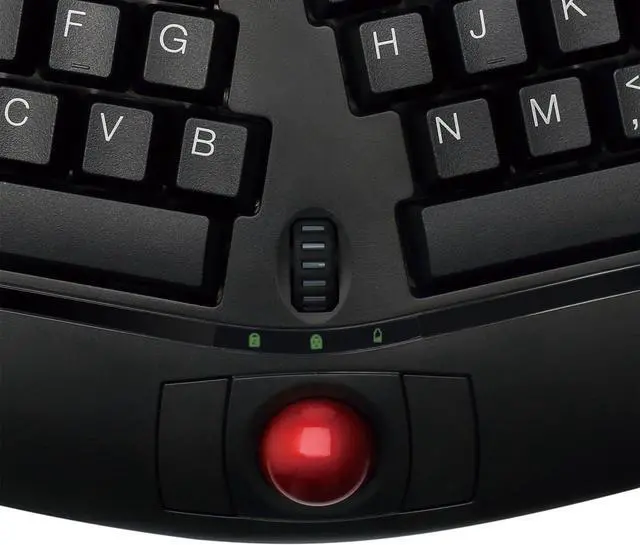 Alt view image 4 of 7 - Adesso WKB-3150UB - Wireless Ergonomic Keyboard with Built-in Removable Trackball and Scroll Wheel, Split Key, Long Battery Life, Small and Portable -Compatible for Laptop/Desktop/PC/Windows XP/7/8/10