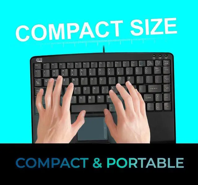 Alt view image 2 of 5 - ADESSO AKB-410UB - SlimTouch Mini USB Keyboard with Built-in Touchpad