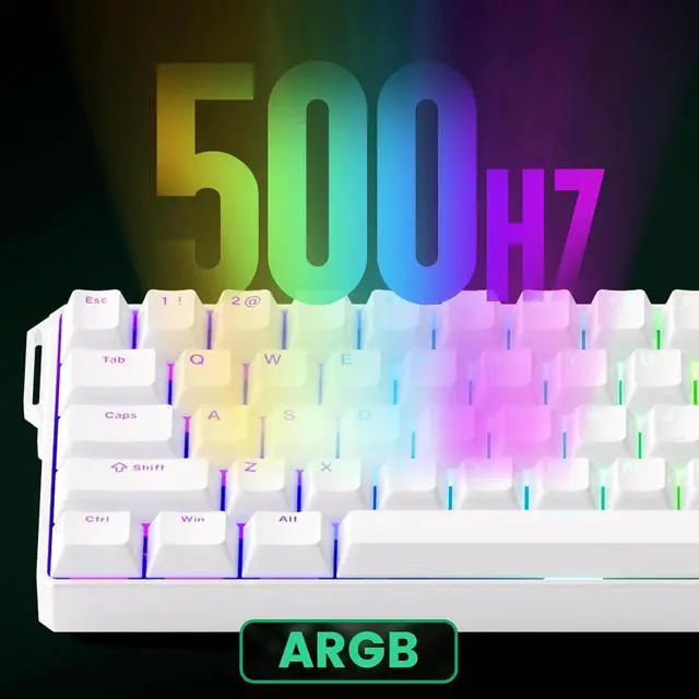 Alt view image 7 of 7 - FUN60 Ultra Rapid Trigger Gaming Keyboard 8k Magnetic Switch TMR Aluminum Keyboard Multi-Modes White Shine-Through MagMech(Glare Magnetic Switch)