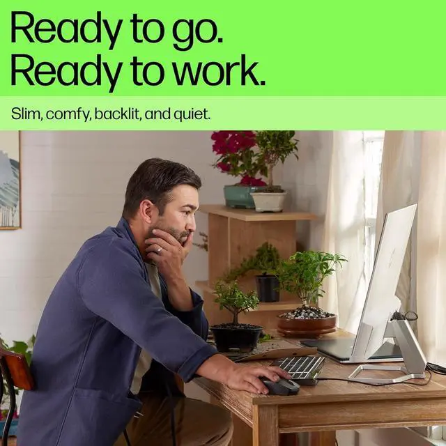 Alt view image 3 of 7 - HP 400 Backlit Wired Keyboard (Ash Wired) - Warm White LED Illuminated Keys w/ 3 Brightness Levels - Slim & Portable Design - 12 Programmable Keys - Spill-Resistant, Sanitizable