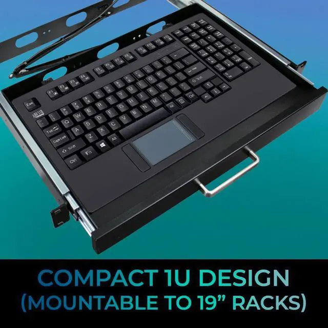 Alt view image 2 of 7 - Adesso AKB-425UB - Easytouch Rackmount USB Touchpad Keyboard, Black