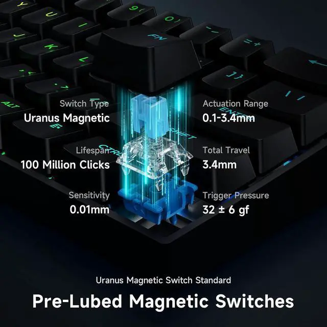 Alt view image 4 of 7 - Ace 60 PRO Gaming Keyboard 60 Percent, Hall Effect Keyboard Wired, Magnetic Switch Keyboards Rapid Trigger, 8K Polling Rate, Adjustable Actuation Point, RGB Lighting, HotSwap, Black