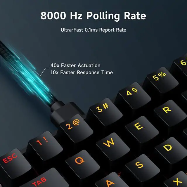 Alt view image 6 of 7 - Ace 60 PRO Gaming Keyboard 60 Percent, Hall Effect Keyboard Wired, Magnetic Switch Keyboards Rapid Trigger, 8K Polling Rate, Adjustable Actuation Point, RGB Lighting, HotSwap, Black