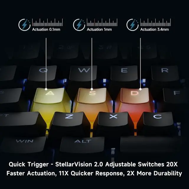 Alt view image 7 of 7 - Ace 60 PRO Gaming Keyboard 60 Percent, Hall Effect Keyboard Wired, Magnetic Switch Keyboards Rapid Trigger, 8K Polling Rate, Adjustable Actuation Point, RGB Lighting, HotSwap, Black