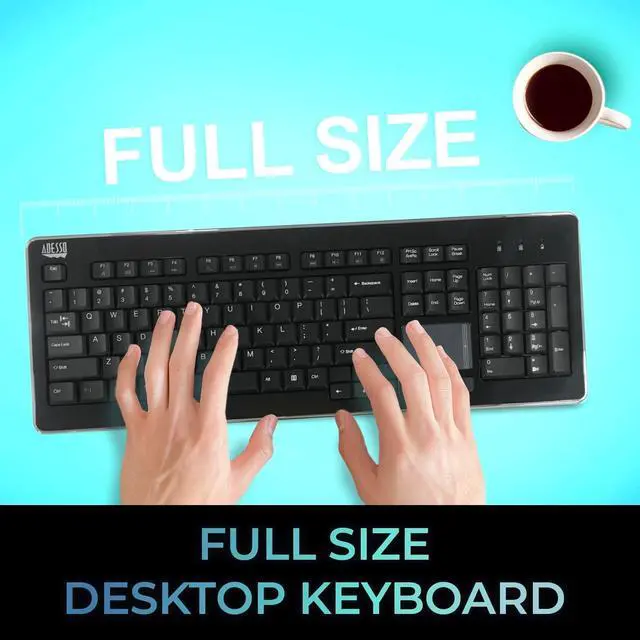 Alt view image 3 of 6 - Adesso WKB-4400UB 2.4GHZ Full Size Slimtouch Wireless Touchpad Keyboard (Black)
