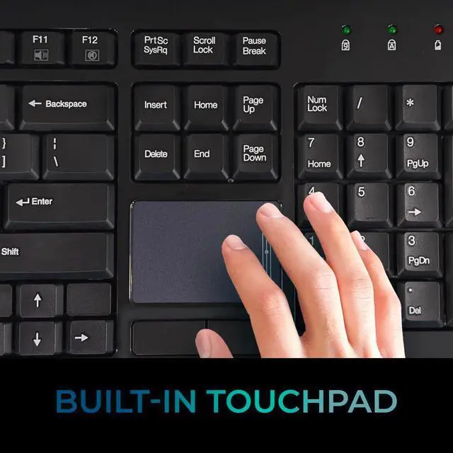Alt view image 4 of 6 - Adesso WKB-4400UB 2.4GHZ Full Size Slimtouch Wireless Touchpad Keyboard (Black)