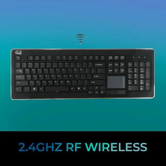 Alt view image 5 of 6 - Adesso WKB-4400UB 2.4GHZ Full Size Slimtouch Wireless Touchpad Keyboard (Black)