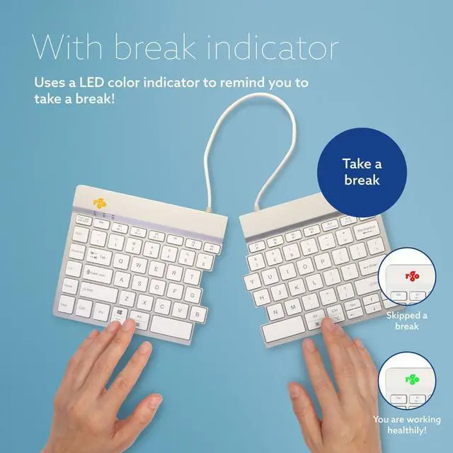 Alt view image 5 of 7 - R-Go Split Keyboard, Scissors Mechanism, Anti Carpal Tunnel, 2 Part Ergonomic Design with Break Software, Ultra-Thin, QWERTY (US) Layout, Bluetooth 5.0, Compatible with Windows/MacOS, White