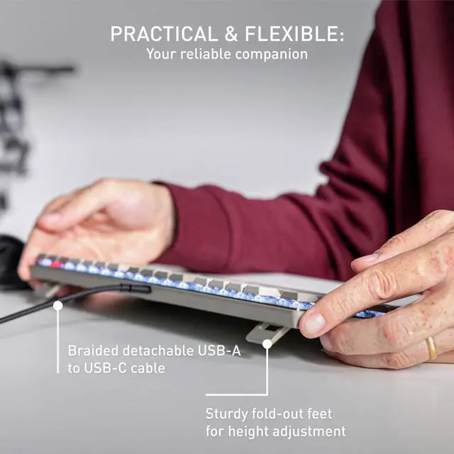 Alt view image 4 of 7 - Cherry KC 500 MX LP Mechanical Low Profile Keyboard | Slim Design | White Lighting | PBT Key caps New MX LP 2.0 Switches (Gray, Full Size)