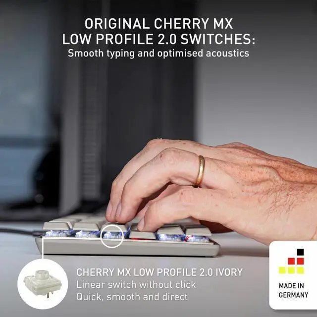 Alt view image 7 of 7 - Cherry KC 500 MX LP Mechanical Low Profile Keyboard | Slim Design | White Lighting | PBT Key caps New MX LP 2.0 Switches (Gray, Full Size)