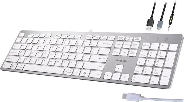 Main image of ADESSO EasyTouch 730 - USB C Multi-OS Scissor Switch Keyboard with Copilot AI Hotkey, Type C Keyboard with Hub, Built-in USB-A/C Ports and 3.5mm Aux - Quiet, Slim Design AKB-730UW