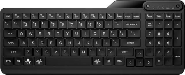 Main image of HP 460 Multi-Device Bluetooth Keyboard - Multi-OS Compatible - Full-Size Keyboard w/Numpad - 12 Programmable Buttons, Quick Switch Key - 24-Month, AAA Battery Life - Responsibly Made (Black)