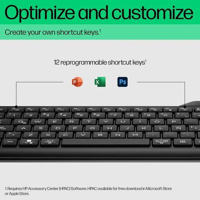 Alt view image 5 of 6 - HP 460 Multi-Device Bluetooth Keyboard - Multi-OS Compatible - Full-Size Keyboard w/Numpad - 12 Programmable Buttons, Quick Switch Key - 24-Month, AAA Battery Life - Responsibly Made (Black)