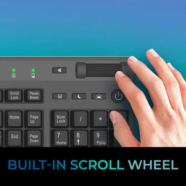 Alt view image 4 of 7 - ADESSO Wireless Keyboard with Touchpad 104 Key Full Size USB Dongle Receiver Multi OS Support Works with MacOs System & Multimedia Hotkeys Volume Control with Scroll Wheel WKB-4450UB