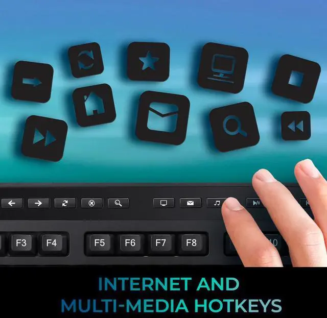 Alt view image 5 of 7 - ADESSO Wireless Keyboard with Touchpad 104 Key Full Size USB Dongle Receiver Multi OS Support Works with MacOs System & Multimedia Hotkeys Volume Control with Scroll Wheel WKB-4450UB