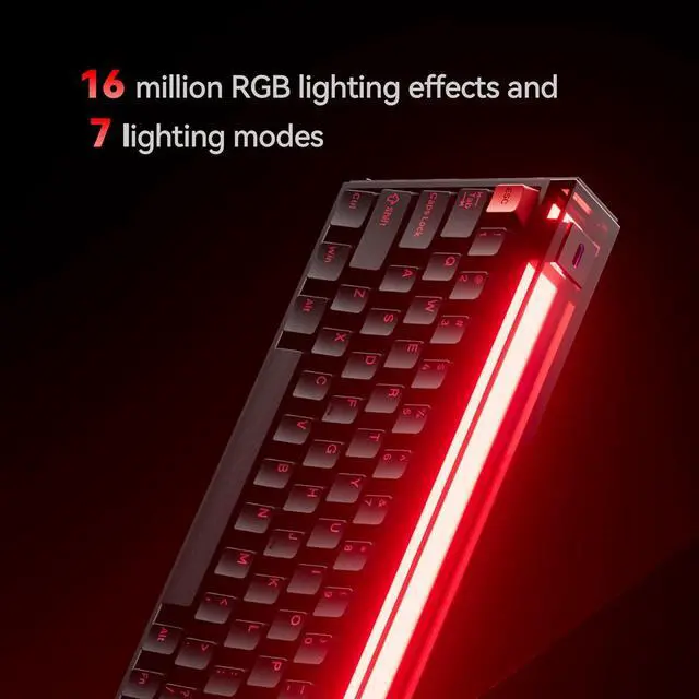 Alt view image 2 of 7 - MelGeek MADE68 Ultra Wired Keyboard, Hall Effect Magnetic Switch Gaming Keyboard, 65% Compact Rapid Trigger, Hot-Swappable, RGB Snap Tap & Adjustable Actuation, Online HIVE Custom, Aluminum Case-Red