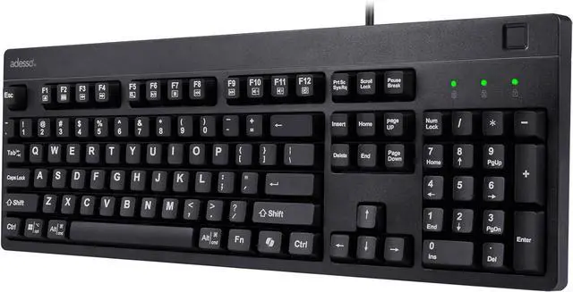 Main image of Adesso TAA Compliant Fingerprint Keyboard with AES 256 Encryption USB Wired Full Size 104 Key Layout Windows Hello Compatible Made in Taiwan for Government Business Education AKB-630FB-TAA