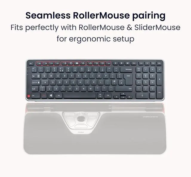 Alt view image 2 of 7 - Contour Design Balance Keyboard  Wireless, Ergonomic Design - Compact Size, Adjustable Tilt to Support Wrist Strain, Plug & Play PC/Mac