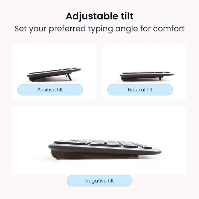 Alt view image 5 of 7 - Contour Design Balance Keyboard  Wireless, Ergonomic Design - Compact Size, Adjustable Tilt to Support Wrist Strain, Plug & Play PC/Mac