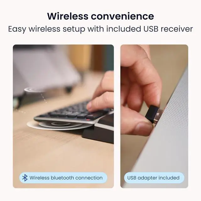 Alt view image 7 of 7 - Contour Design Balance Keyboard  Wireless, Ergonomic Design - Compact Size, Adjustable Tilt to Support Wrist Strain, Plug & Play PC/Mac