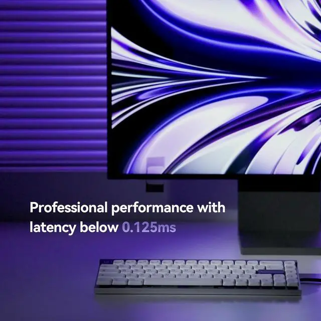 Alt view image 4 of 7 - MelGeek MADE68 Air Wired Keyboard, Hall Effect Magnetic Switch Low-Profile Gaming Keyboard, 65% Compact Rapid Trigger, Hot-Swappable, RGB Snap Tap & Adjustable Actuation, Online HIVE Custom (Purple)