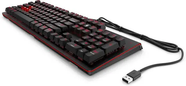 Alt view image 2 of 4 - OMEN by HP Wired USB Gaming Keyboard 1100 (Black/Red)