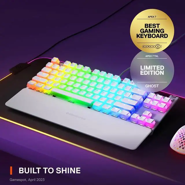 Alt view image 2 of 7 - SteelSeries Apex 7 TKL Compact Mechanical Gaming Keyboard  OLED Smart Display  USB Passthrough and Media Controls  Linear and Quiet  RGB Backlit (Red Switch) - Ghost