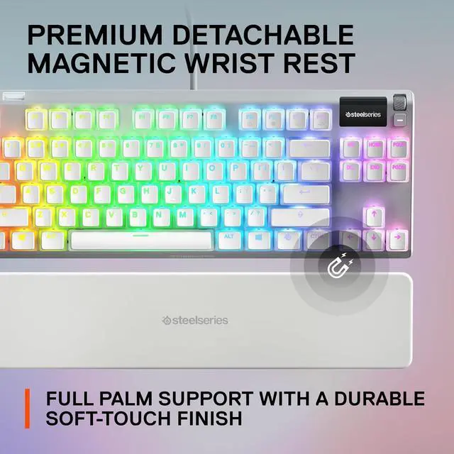 Alt view image 6 of 7 - SteelSeries Apex 7 TKL Compact Mechanical Gaming Keyboard  OLED Smart Display  USB Passthrough and Media Controls  Linear and Quiet  RGB Backlit (Red Switch) - Ghost