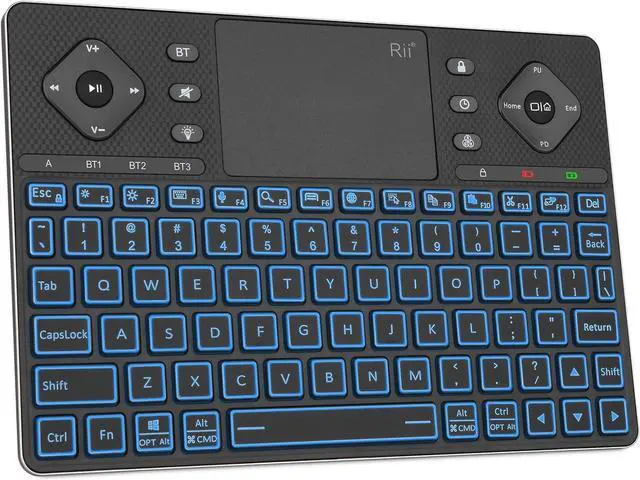 Main image of Rii K16 Bluetooth Keyboard with Touch Pad, Rechargeable with RGB Backlit,Multimedia Compact Keyboard for Android TV,Projector,HTPC,Smart TV,Tablet,iPad,PC,Laptop