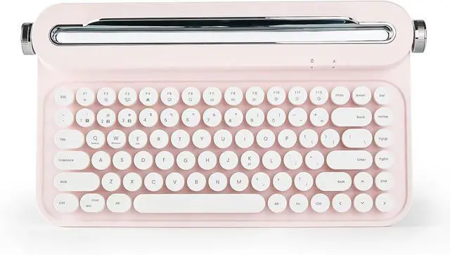 Main image of YUNZII ACTTO B305 Wireless Keyboard, Retro Bluetooth Typewriter Keyboard with Integrated Stand for Multi-Device (Baby Pink, B305)