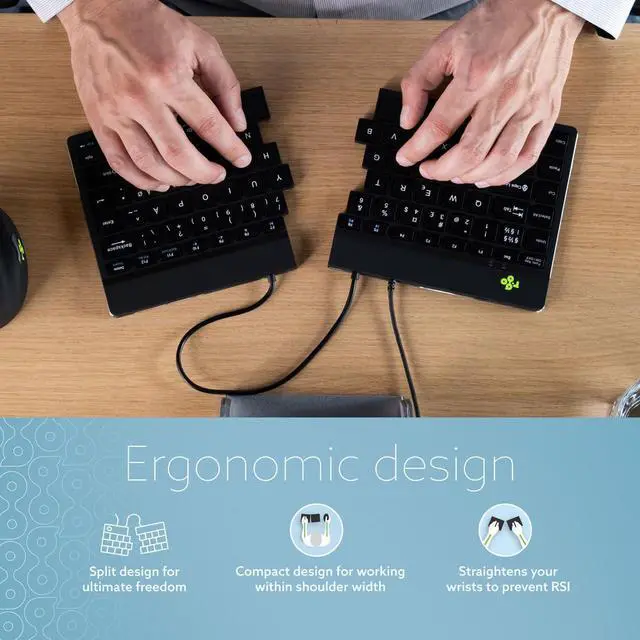 Alt view image 5 of 7 - R-Go Vertical Ergonomic Mouse & Split Keyboard, Wired Vertical Mouse with Break Software, Prevention Mouse Arm - Black