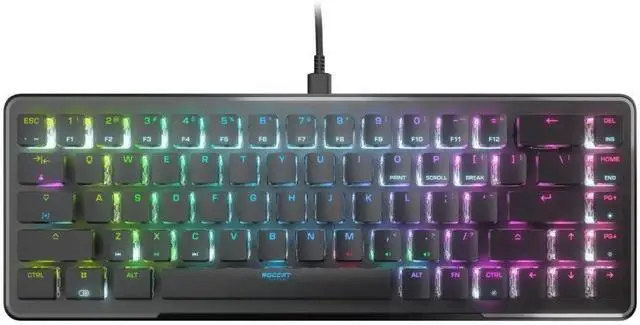 Main image of Roccat Vulcan II Mini65% Optical PC Gaming Keyboard with Customizable RGB Illumination, Detachable Cable, Button Duplicator, On-board profiles, Aluminum Plate, 100 million Keystroke Durability -Black