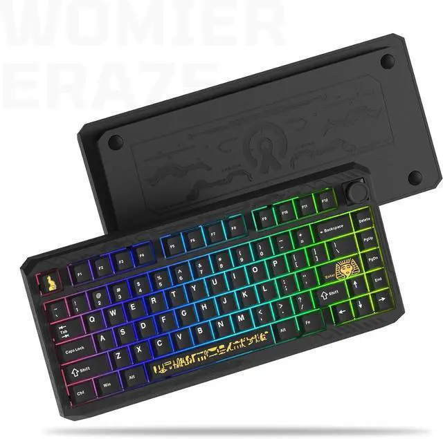 Main image of Womier ERA75 75% Wireless Keyboard with Knob Full Aluminum, VIA/QMK Custom Mechanical Keyboard, Pre-lubed POM Switches RGB Creamy Gaming Key Board, 3-Mode Gasket Hot Swappable, Black