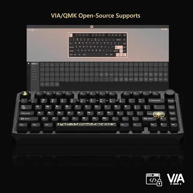 Alt view image 4 of 6 - Womier ERA75 75% Wireless Keyboard with Knob Full Aluminum, VIA/QMK Custom Mechanical Keyboard, Pre-lubed POM Switches RGB Creamy Gaming Key Board, 3-Mode Gasket Hot Swappable, Black