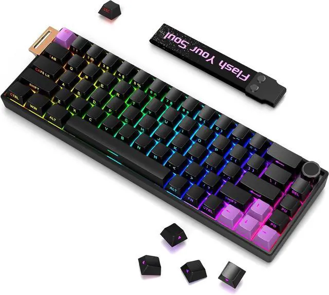 Alt view image 2 of 7 - BOYI 66Pro-Flash Rapid Trigger Magnetic Switch Aluminum Mechanical Keyboard,65% Hyper Fast 0.01mm Adjustable Trigger 8K Hz Polling Rate HotSwap RGB Wired Gaming Keyboard(PBT Side Print Keycaps)
