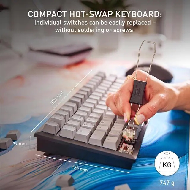 Alt view image 2 of 7 - Cherry KW 300 MX Black Mechanical Keyboard | Compact hot-swappable | Sound-Proofed housing | Multi Connection | MX2A Silent Red Switches