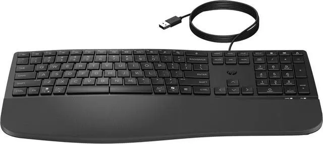Main image of HP 480 Comfort Wired Keyboard - Plug & Play Keyboard, Connect to PC or Laptop with USB-A Cable - Windows, MacOS, & ChromeOS Compatible - 3 Adjustable Angles & 23 Programmable Keys Responsibly Made