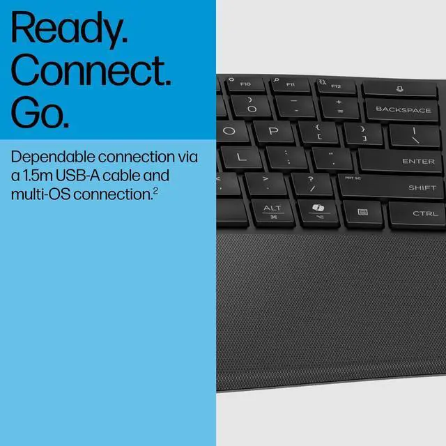 Alt view image 4 of 7 - HP 480 Comfort Wired Keyboard - Plug & Play Keyboard, Connect to PC or Laptop with USB-A Cable - Windows, MacOS, & ChromeOS Compatible - 3 Adjustable Angles & 23 Programmable Keys Responsibly Made